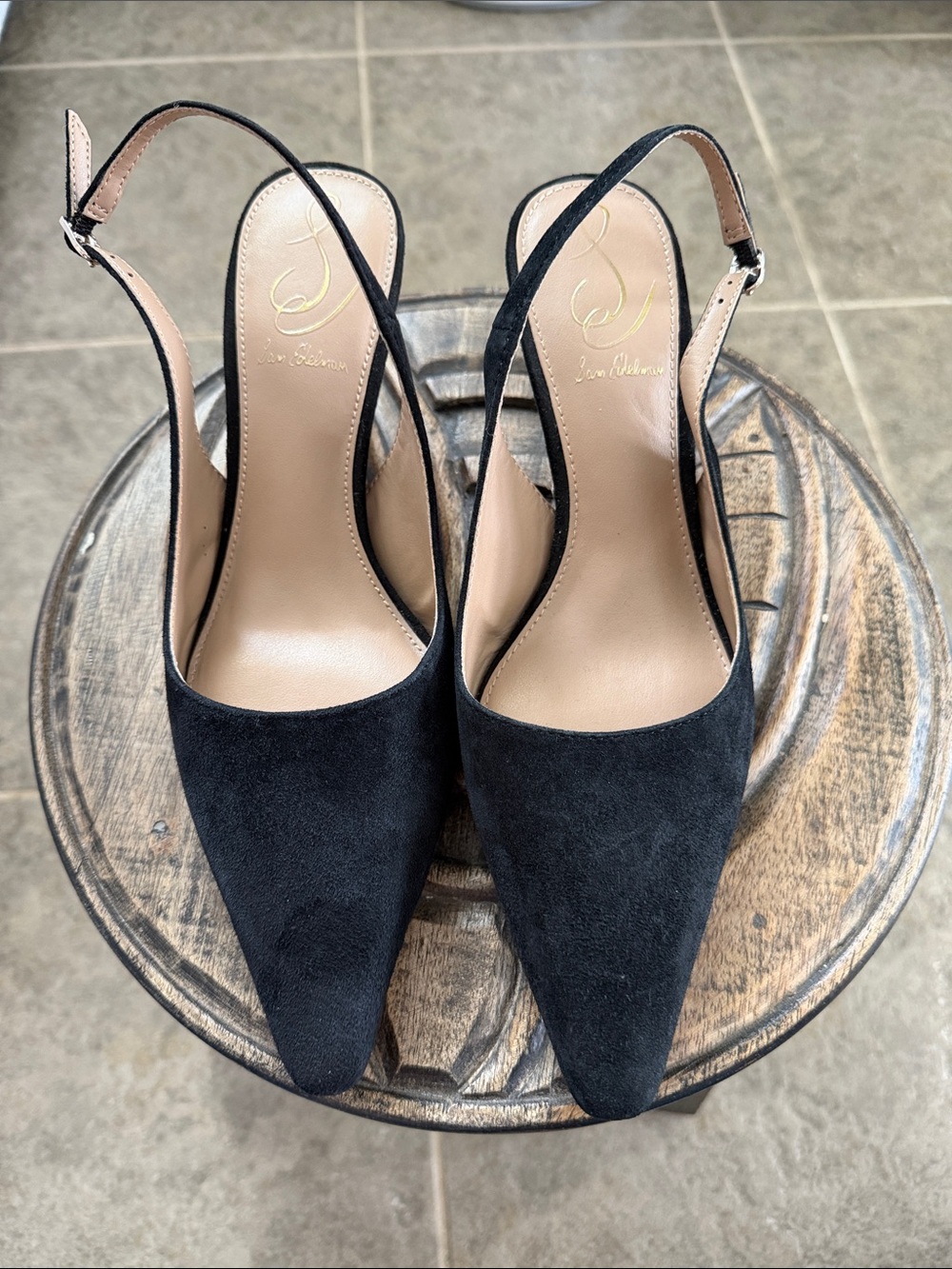 Sam Edelman Black Suede Pointed Slingback Heels